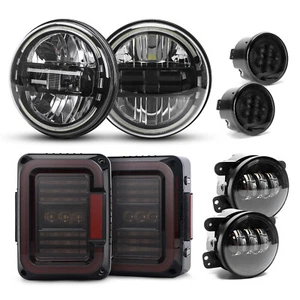 For Jeep Wrangler JK Combo Halo LED Headlights Fog Lights Turn Tail Lights Lamps - Picture 1 of 18