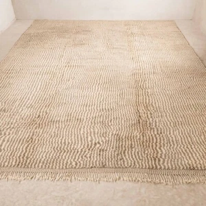 Alfombra marroquí bereber bereber lisa anudada a mano Beni Ourain, lana sólida hecha a mano - Imagen 1 de 5