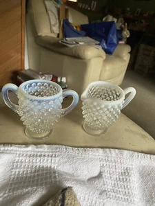 French Fenton White opalescent sugar and creamer gorgeous - Picture 1 of 6
