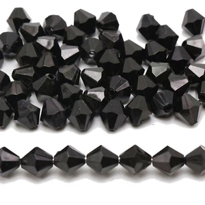 400pcs 8mm Black Faceted Bicone Beads - Acrylic Mini Spacer Beads for Jewelry - Picture 1 of 6