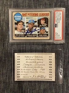 1968 Topps NL Pitching Leaders #9 PSA 1.5 Jenkins Auto 10 With Original COA - Picture 1 of 4