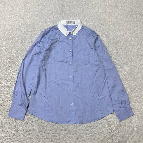 Coach Vestito Camicia Donna 14 Blu Bottoni Manica Lunga Blusa Cotone Preppy