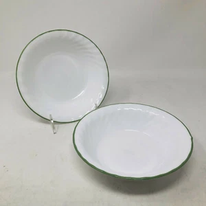 Set of 2 Corelle Corning Chutney 7 1/4" Soup Cereal Bowls Green Band - Picture 1 of 10