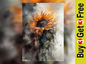 Vibrant Sunflower Watercolor Painting Print - Cheerful Floral Art, Various Size - Picture 1 of 9