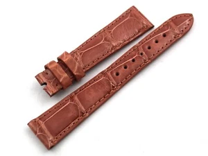 Cinturino Vera Pelle Coccodrillo Rosa Antico 18/14mm Fibbia Ardiglione Unisex - Picture 1 of 4