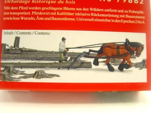 Holzrücken mit Pferd u. Waldarbeiter - Busch HO 1:87 Figuren 79882 #E - Bild 1 von 1