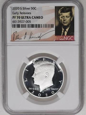2020 S Silver Kennedy Half Dollar Early Release PF 70 Ultra Cameo NGC Cover