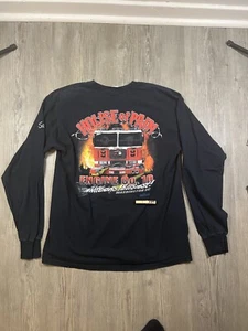 House Of Pain Firetruck Graphic Black Long Sleeve Adult LG Trashed Distressed - Picture 1 of 6