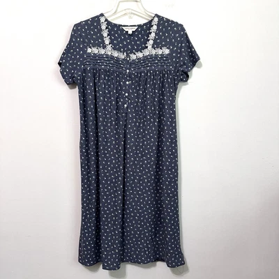 Camisón Laura Ashley S Elástico SUAVE Azul Floral Midi Manga Corta Cottage S Foto 1 de 4