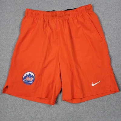 Pantalones Cortos New York Mets Hombres Grandes Naranja Nike MLB Ligeros Elastizados Entrenamiento Gimnasio Foto 1 de 4