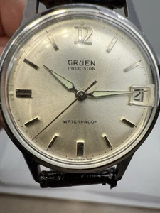 Vintage GRUEN PRECISION WATERPROOF, Cal-510 Ca, 17J, 1960s, Working. - Picture 1 of 16