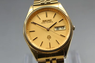Винтажный 1981 [Exc + 5] Seiko King Twin кварц 9923-7020 золото KANJI мужской Wtach Японии - Изображение 1 из 4