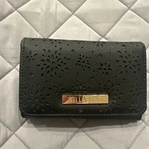 Womens Billabong Black & Bronze Faux Leather Trifold Lana Wallet Purse Cutout - Picture 1 of 9