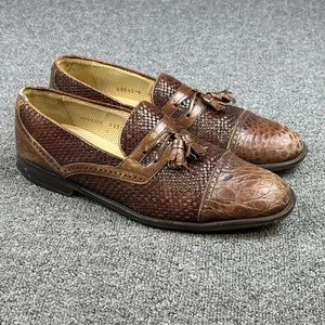 Miguel Angel echt Krokodil braun gewebt Quaste Halbschuhe Herren 10 M elegante Schuhe - Bild 1 von 10