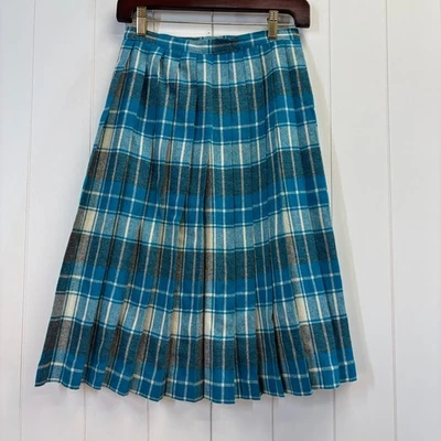 Falda plisada a cuadros escoceses tartán lana academia hecha a mano de colección para mujer talla S colegiala Foto 1 de 4