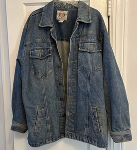 Giacca camionista jeans blu denim Bugle Boy vintage anni 90 crest oro - Foto 1 di 6