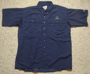 Ducks Unlimited Vented Shirt Mens L Blue Button Down Short Sleeve Hunting Hiking - Picture 1 of 11