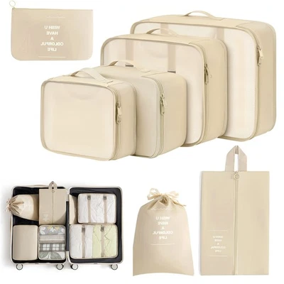 7 PIEZAS Cubos de Embalaje de Equipaje Bolsa Organizador Maleta Set para Viaje Almacenamiento Ropa Foto 1 de 2