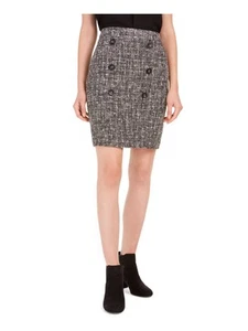 BAR III Womens Black Textured Short Wear To Work Pencil Skirt 2 - Picture 1 of 11