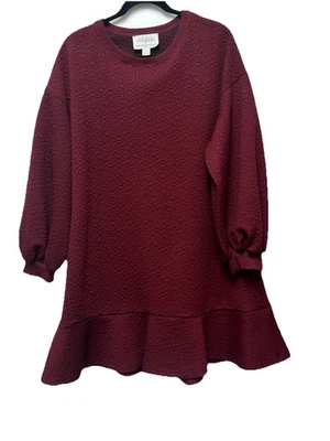 Платье цельнокроеное женское Mare Anthropologie размер M негабаритное бордовое с тиснением - Изображение 1 из 4