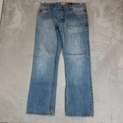 VTG Y2K Quiksilver Straight Jeans Mens 34X32 Blue Medium Wash Denim Distressed - Image 1 of 4