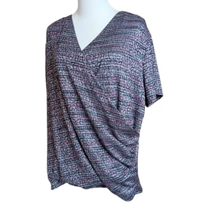 JNY COLLECTION Bluse Top 3X Strick gewebt Wickel Surplice gerafft Karriere Büro - Bild 1 von 9