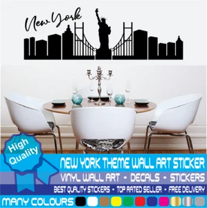 New York Skyline Kitchen Dining Living Bedroom Decal Wall Art Sticker Picture - Picture 1 of 7