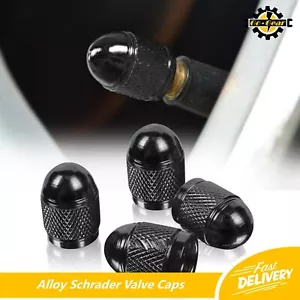 ALU VENTIL STAUBKAPPEN Auto Fahrrad Rad Reifen Metall Schrader Bullet Style schwarz - Bild 1 von 7