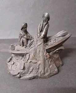 Fischer Schleppnetz Kalt Bronze Figur. Bootsfisch. Bosvean West Country Made. - Bild 1 von 12