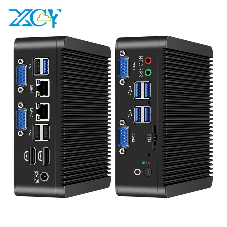 Fanless Mini PC Intel Pentium J5005 DDR4 M.2 SSD RS232/485 2x LAN GPIO mPCIE 4G - Image 1 of 4