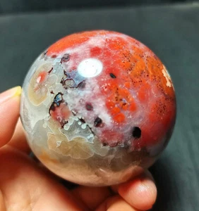 RARE 395g Natural Brazil Colorful Red Agate Crystal Quartz Ball Healing R985 - Picture 1 of 12