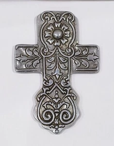 Cruz de peltre mexicana vintage colgante pared decorativa 8,5 pulgadas de alto - Imagen 1 de 10