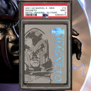 Magneto 2021 UD Marvel X-Men Metal Universe Platinum Portraits #14 SP PSA 9 MINT - Picture 1 of 2