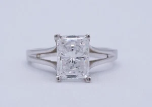 14KT White Gold 1.50ct CZ Solitaire Cathedral Split Shank Engagement Ring Size 5 - Picture 1 of 13
