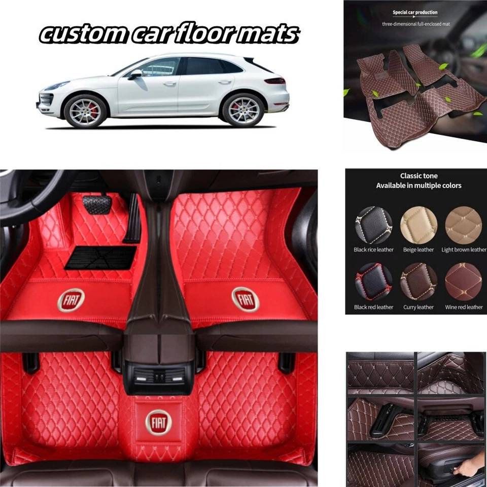 For Fiat 500 500L 500X Car Floor Mats Auto Luxury Custom Carpets Mats Waterproof Foto 1 de 4
