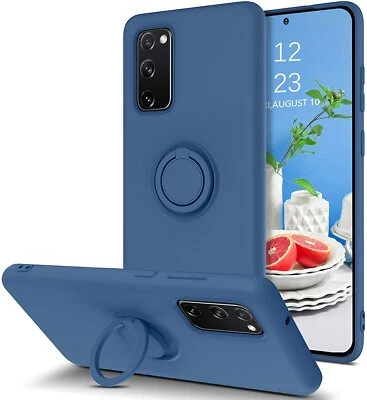 For Samsung S23 S21 S20 FE S24 S25 Ultra Ring Stand Case Liquid Silicone Cover