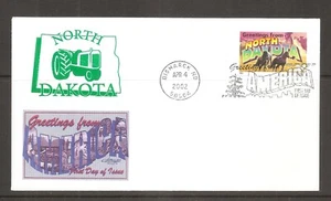 US SC # 3594 Greetings From America FDC - North Dakota -  Artmaster Cachet - Picture 1 of 1