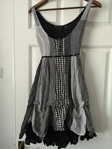 Black & White Patchwork Size 8 10 Dress Goth Whimsigoth 90s Alt Fairycore - Picture 1 of 2