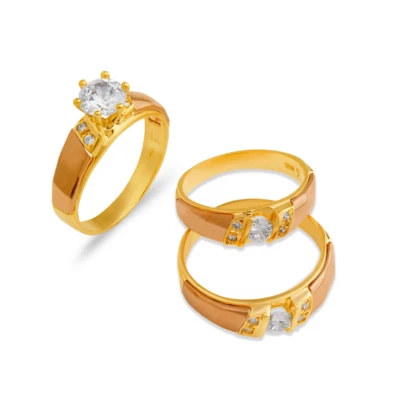 NEW 14K TRI COLOR GOLD WEDDING TRIO RING SET  - Image 1 of 2