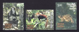 India 2009 Rare Fauna of the North-East Animals Nature stamp set 3v MNH - Picture 1 of 2