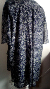 CJ Banks Womens Plus size 1X Teal Floral Top with Lace Overlay 3/4 Sleeve Blouse