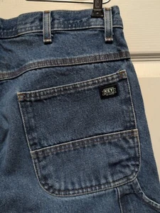 Vtg Key Mens Jeans Carpenter Faded Grunge Size 34"X314" Blue Worn - Picture 1 of 14