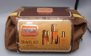 Vintage Coty Musk For Men Gift Set Travel Kit Cologne Shave Foam Deodorant - Picture 1 of 6