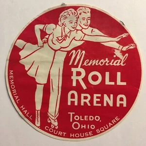 Adesivo vintage Toledo OH Memorial Roll Arena pista di pattinaggio a rotelle etichetta decalcomania derby - Foto 1 di 3