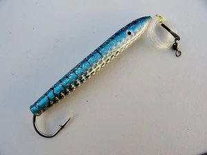 6" Rigged Cedar Plugs Mylar Saltwater Trolling Fishing Lures SELECT COLOR - Picture 1 of 12