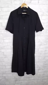Lauren Ralph Lauren Black Label Black Cotton Short Sleeve Shirt Dress 16 - Picture 1 of 18