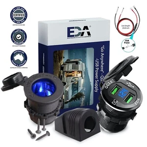 Fast Charge USB Socket Dual Outlet Super Quick 6.8 Amp QC 3.0 Weatherproof Kit  - Bild 1 von 9