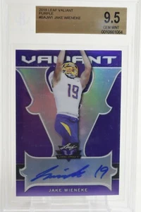 2018 Jake Wieneke Leaf Valiant Purple /15 Auto,  BGS 9.5, 10 Auto - Picture 1 of 3