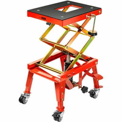 350lbs Hydraulic Motorcycle Lift Table ATV Dirt Bike Scissor Jack Stand 4 Wheels - Image 1 of 4