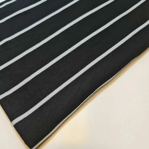 Tela artesanal de vestido de jersey de material de algodón de crecimiento de bebé a rayas negras 58" - Imagen 1 de 3